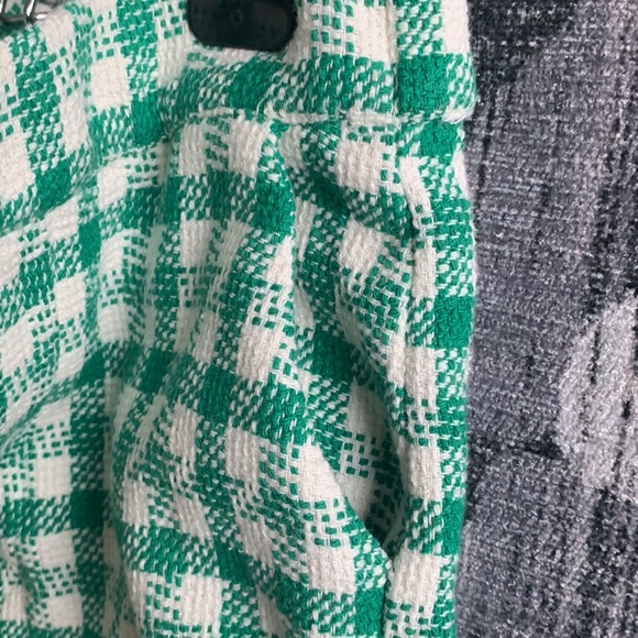 Retro Inspired High Waist Green Plaid Wide Leg Pants Zara Extra Small - Picture 12 of 12